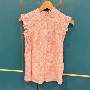 J. Crew Floral Pink Ruffle Top